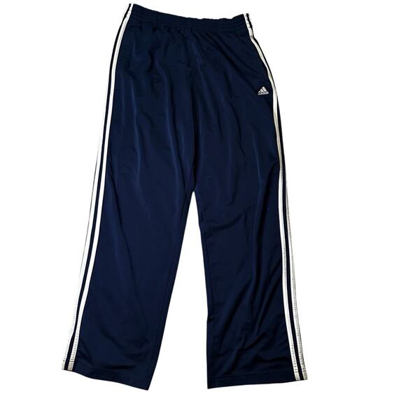 Y2K Adidas Navy Blue Retro Track Pants & Tearaway snaps on sides Size LARGE - Picture 1 of 8